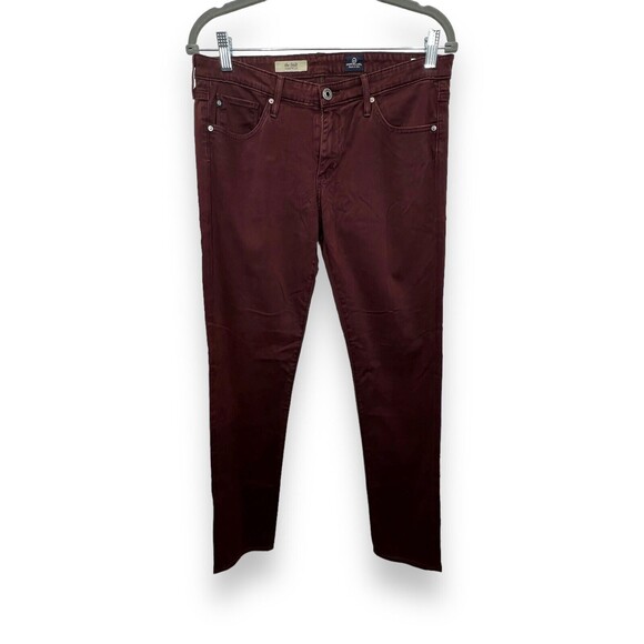 Adriano Goldschmied The Stilt Cigarette Leg Burgundy Zip Pants Women’s - Picture 1 of 7